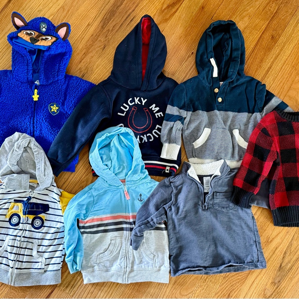 Boys Jackets, Hoodies, Sweaters - Size 18 Months, 7 Piece Bundle